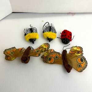 Folkmanis Vintage Finger Puppets Insects Lot of 5 Lady Bug Bee and Butterflies
